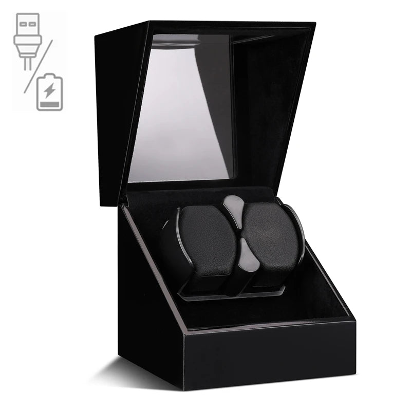 Luxry Single Watch Winder Battery Wooden Shaker Watch Box Automatic Winder Glass Storage Case Mabuchi Motro