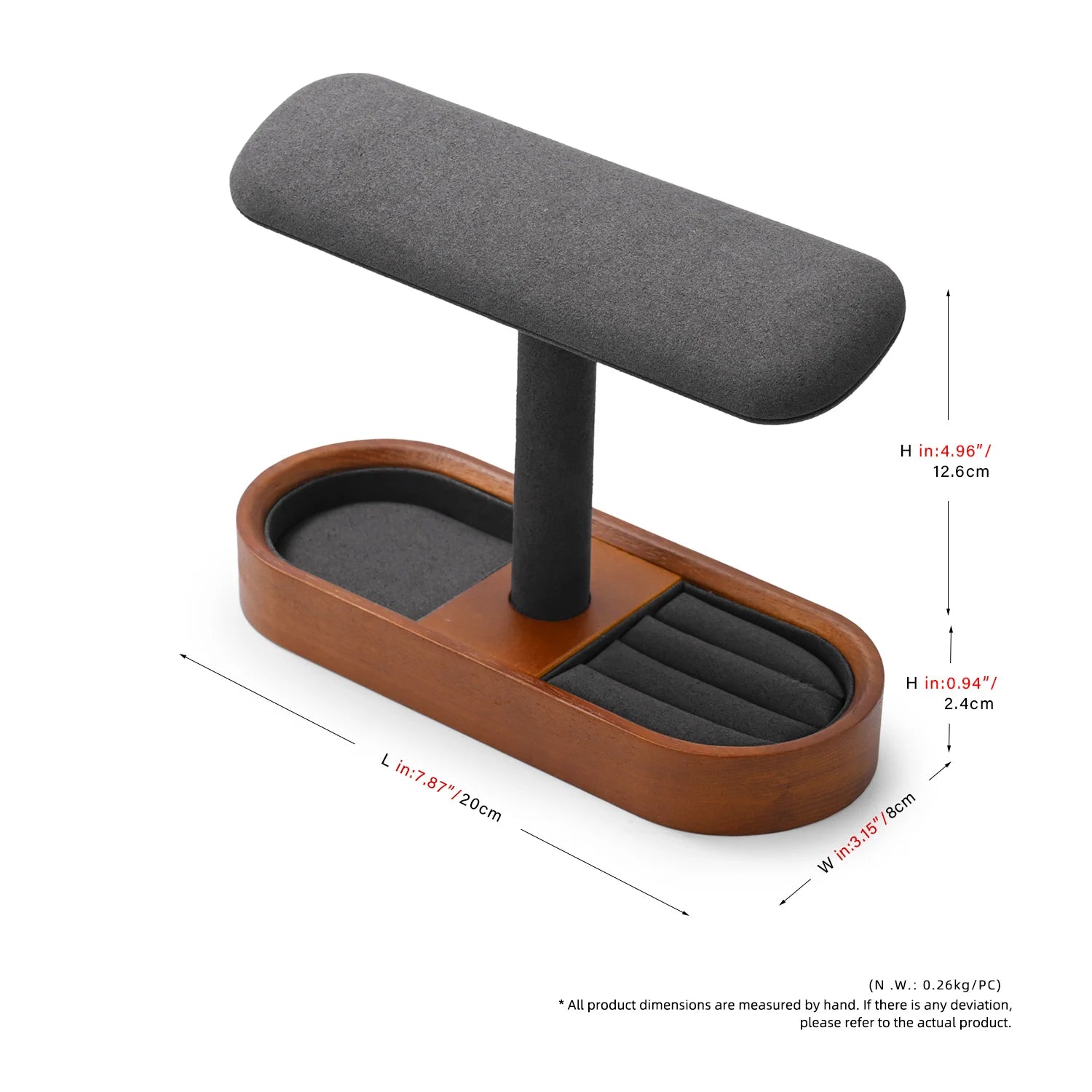 Multi-Style Wooden Watch & Jewelry Display Stand - Premium Wood Storage Velvet Pad, Organizer for Watches, Bracelets Rings