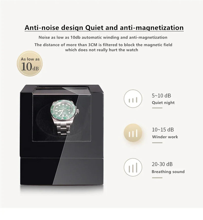 Luxry Single Watch Winder Battery Wooden Shaker Watch Box Automatic Winder Glass Storage Case Mabuchi Motro