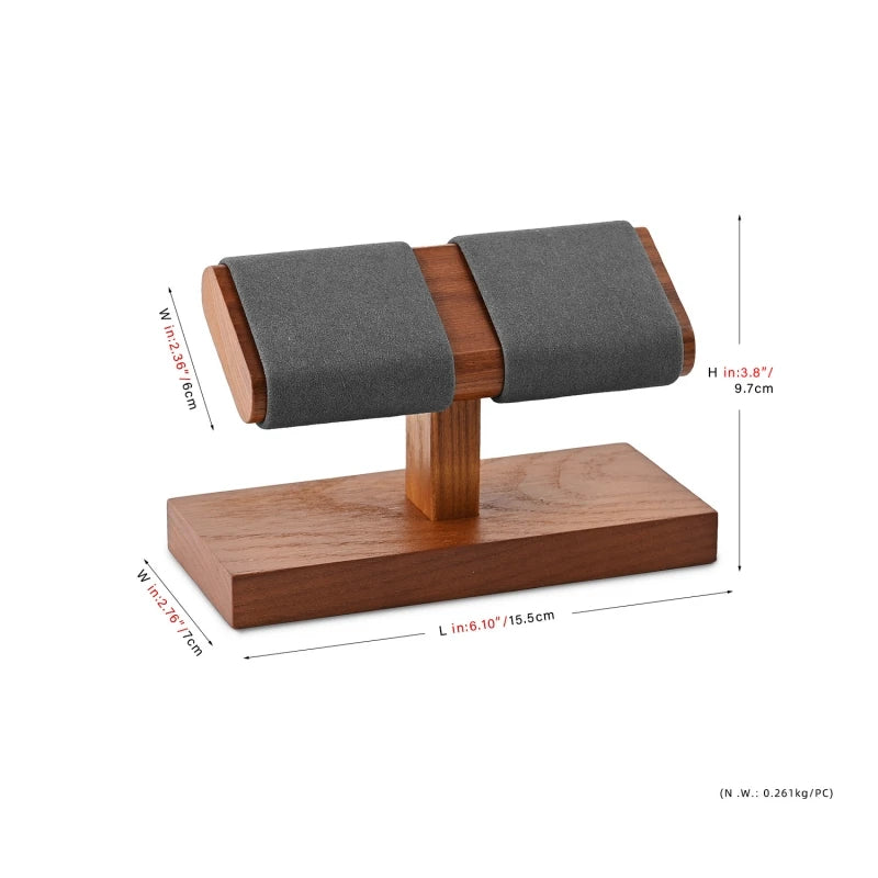 Multi-Style Wooden Watch & Jewelry Display Stand - Premium Wood Storage Velvet Pad, Organizer for Watches, Bracelets Rings