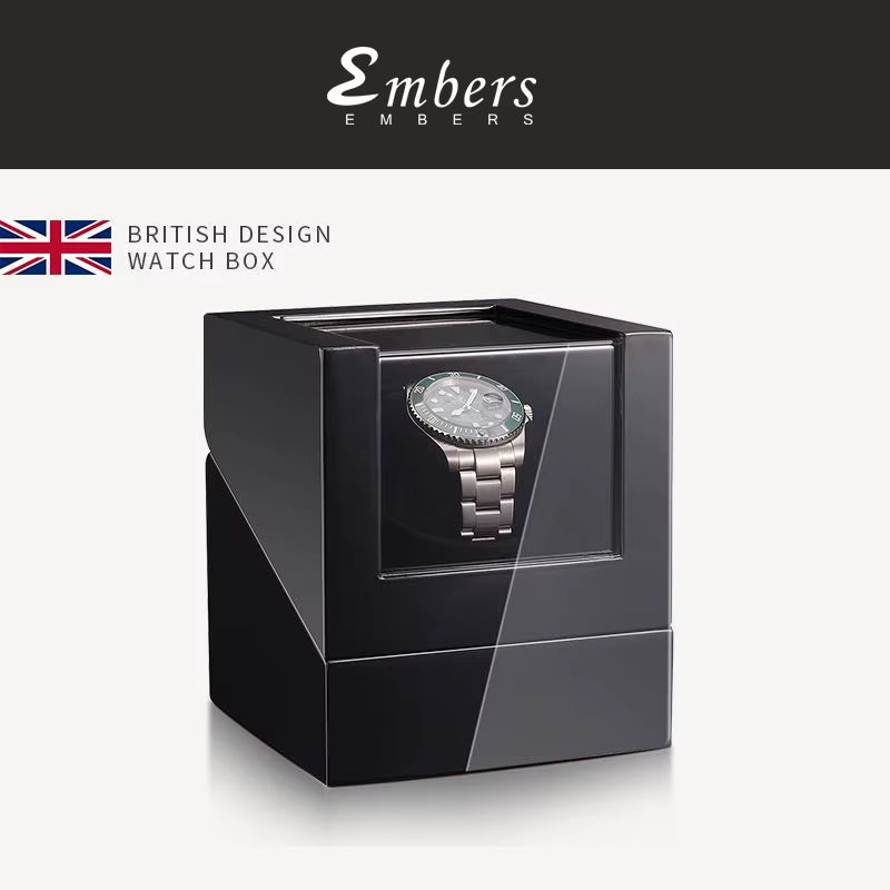 Luxry Single Watch Winder Battery Wooden Shaker Watch Box Automatic Winder Glass Storage Case Mabuchi Motro