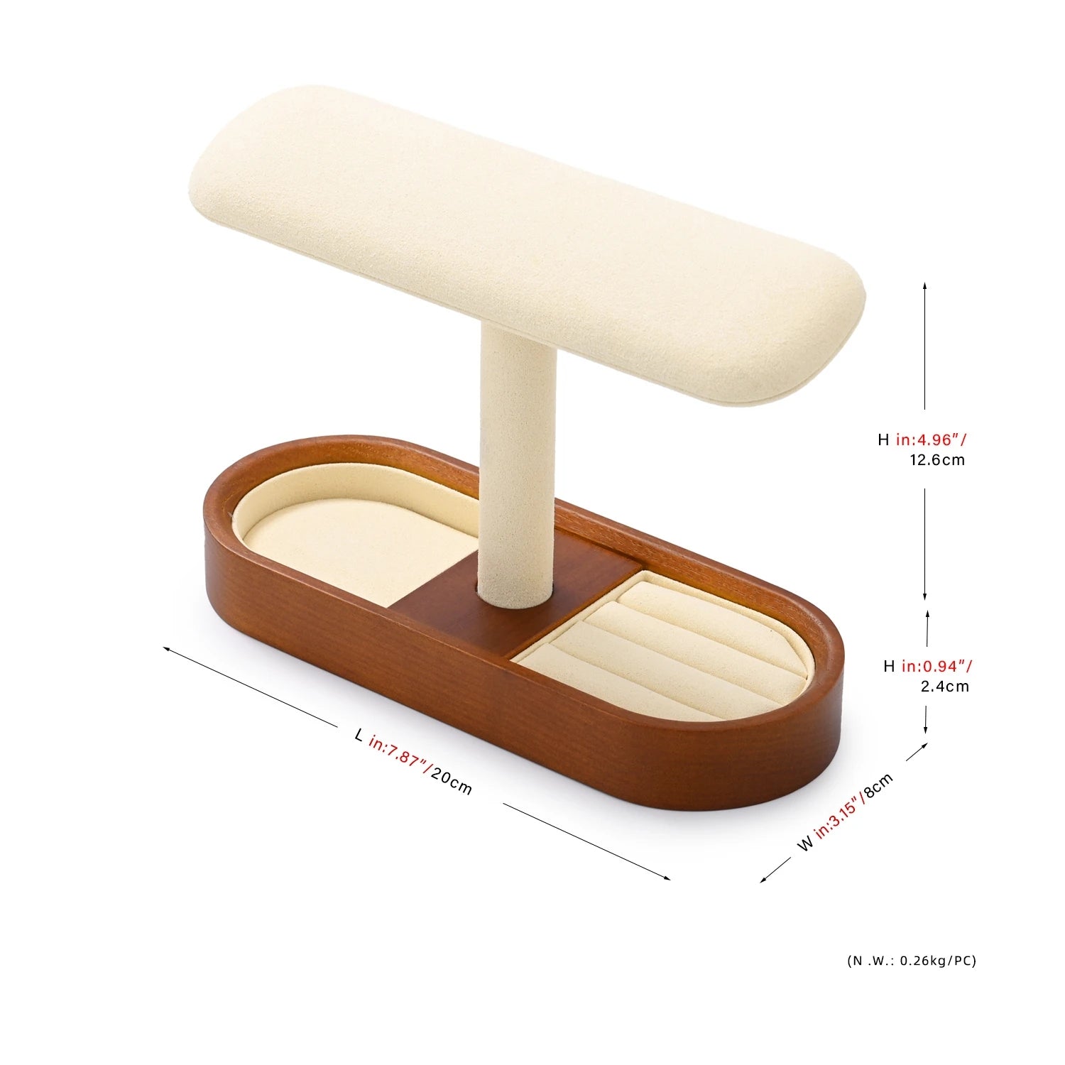 Multi-Style Wooden Watch & Jewelry Display Stand - Premium Wood Storage Velvet Pad, Organizer for Watches, Bracelets Rings