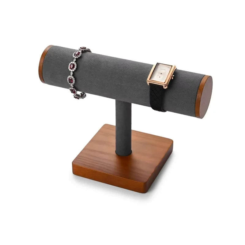 Multi-Style Wooden Watch & Jewelry Display Stand - Premium Wood Storage Velvet Pad, Organizer for Watches, Bracelets Rings