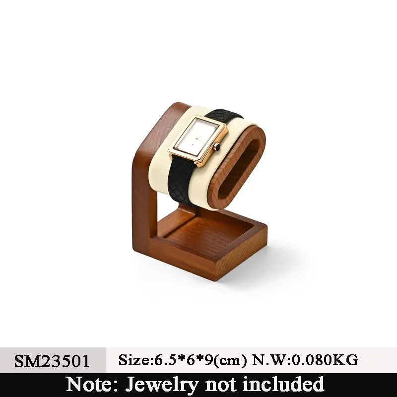 Multi-Style Wooden Watch & Jewelry Display Stand - Premium Wood Storage Velvet Pad, Organizer for Watches, Bracelets Rings