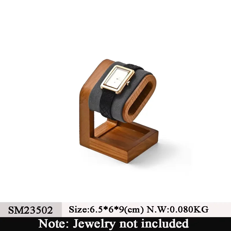 Multi-Style Wooden Watch & Jewelry Display Stand - Premium Wood Storage Velvet Pad, Organizer for Watches, Bracelets Rings