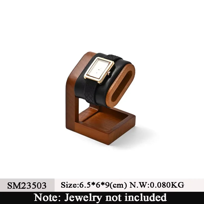 Multi-Style Wooden Watch & Jewelry Display Stand - Premium Wood Storage Velvet Pad, Organizer for Watches, Bracelets Rings