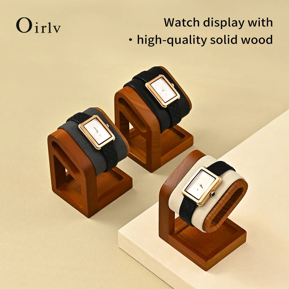 Multi-Style Wooden Watch & Jewelry Display Stand - Premium Wood Storage Velvet Pad, Organizer for Watches, Bracelets Rings