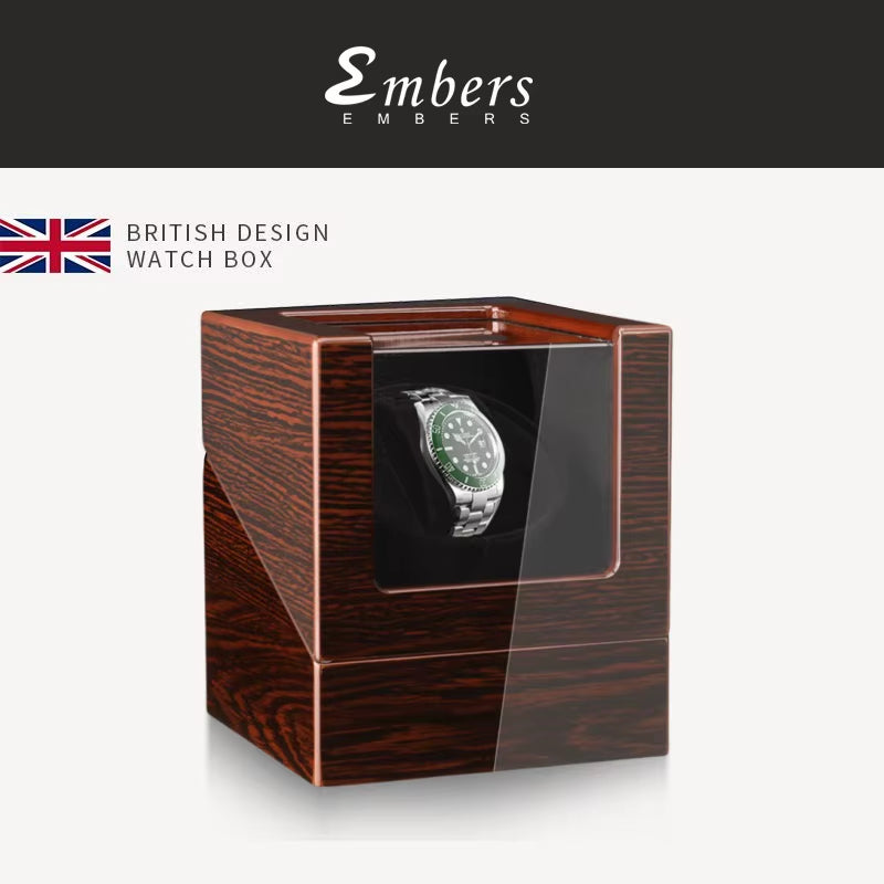 Luxry Single Watch Winder Battery Wooden Shaker Watch Box Automatic Winder Glass Storage Case Mabuchi Motro