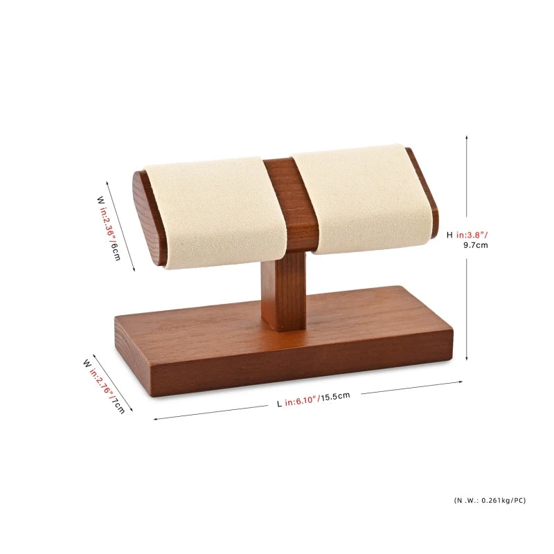 Multi-Style Wooden Watch & Jewelry Display Stand - Premium Wood Storage Velvet Pad, Organizer for Watches, Bracelets Rings