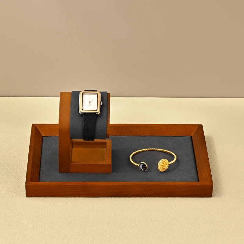 Solid Wood Watches Display Stands Base Watch Necklace Bracelet Organizer Rack Bangle Scrunchie Headband Showcase Stands