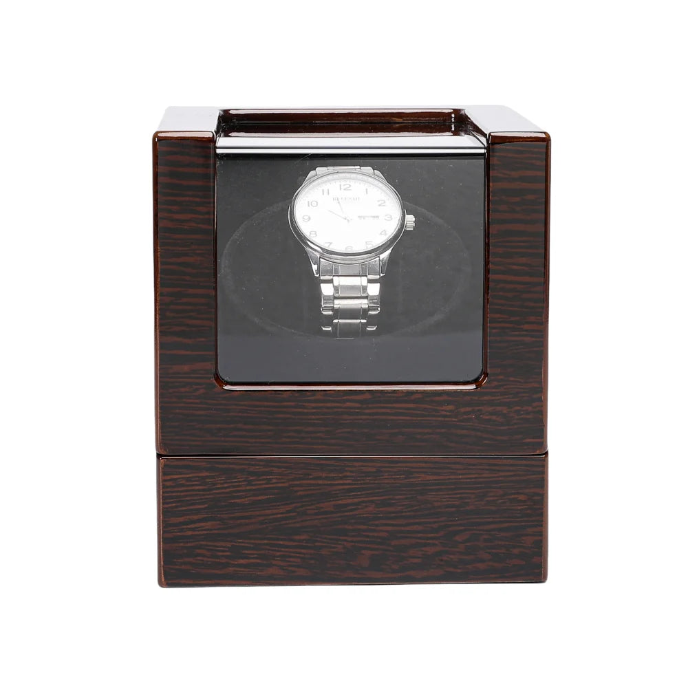 Luxry Single Watch Winder Battery Wooden Shaker Watch Box Automatic Winder Glass Storage Case Mabuchi Motro