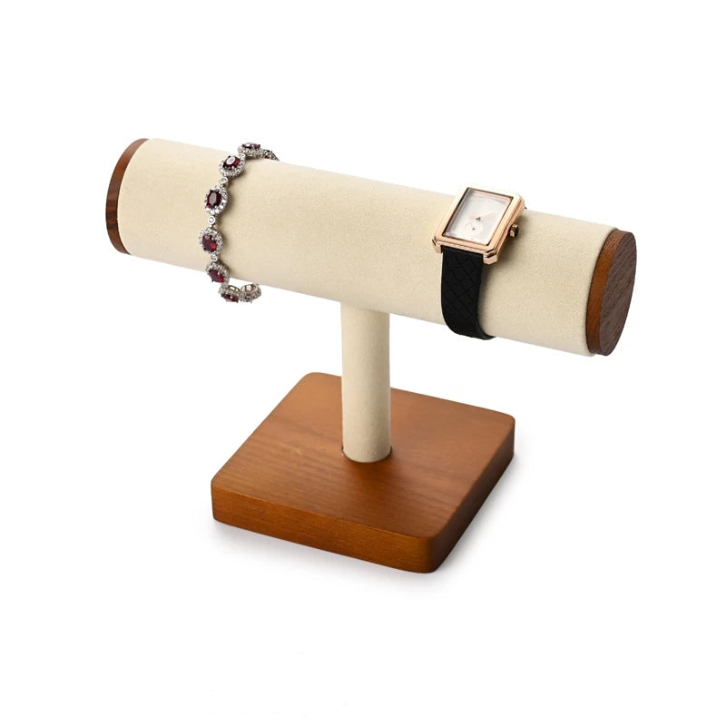 Multi-Style Wooden Watch & Jewelry Display Stand - Premium Wood Storage Velvet Pad, Organizer for Watches, Bracelets Rings