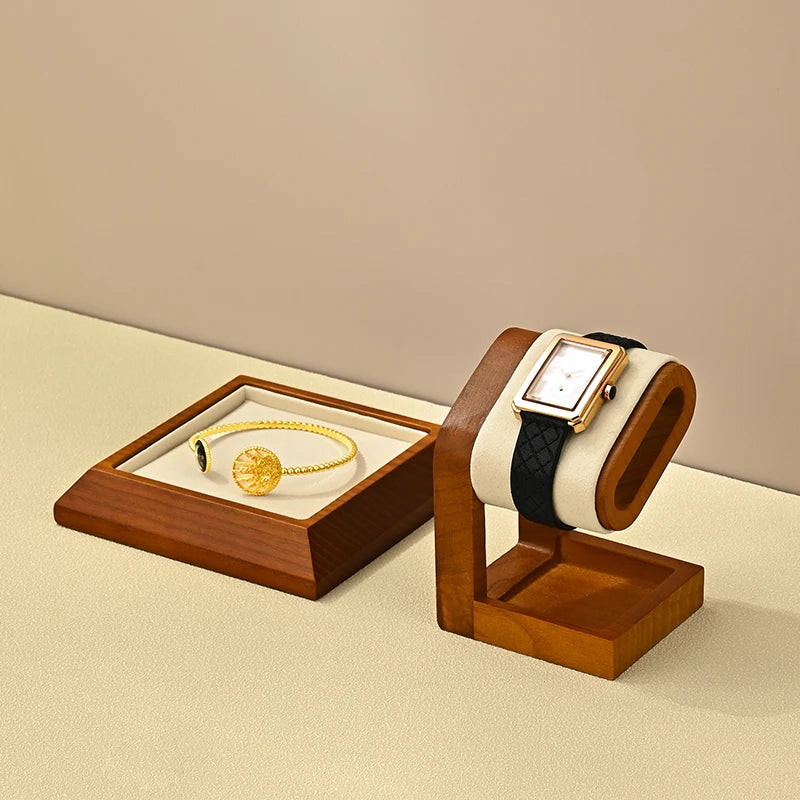 Solid Wood Watches Display Stands Base Watch Necklace Bracelet Organizer Rack Bangle Scrunchie Headband Showcase Stands